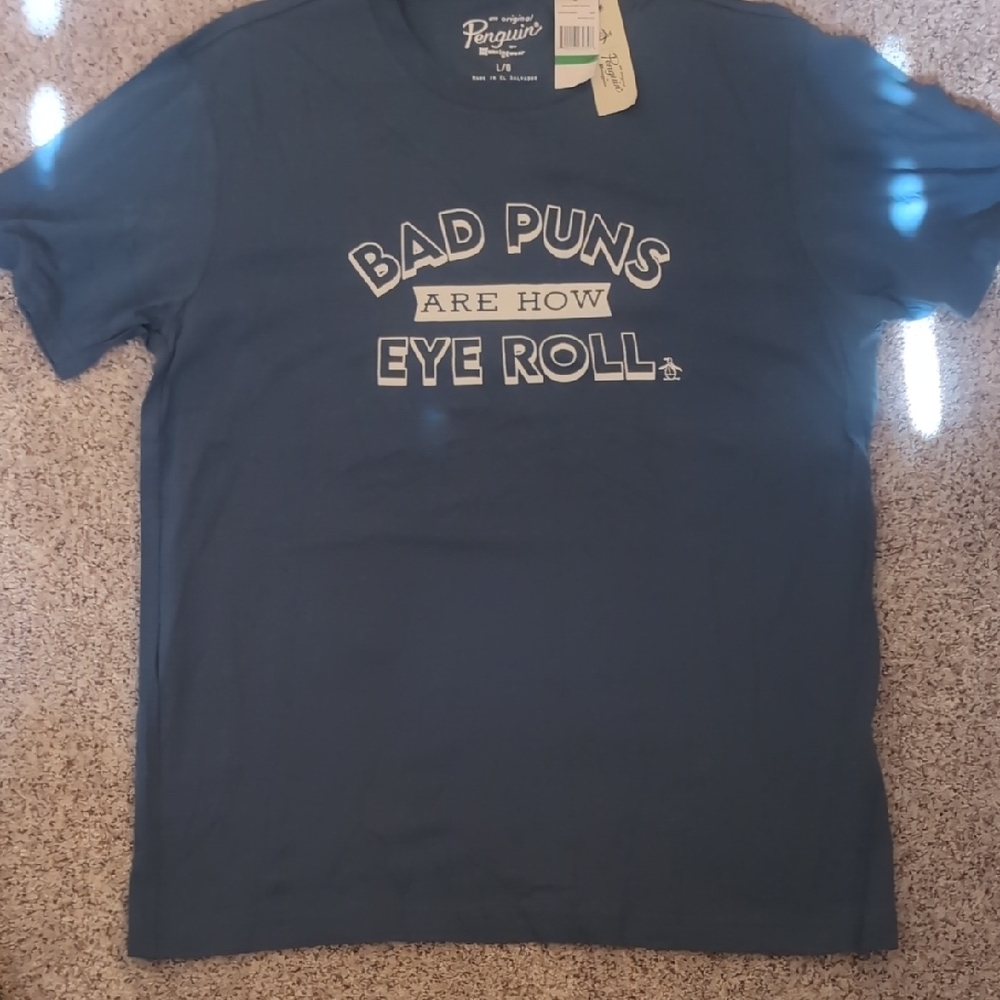 Original Penguin Blue 'Bad Puns' Tee